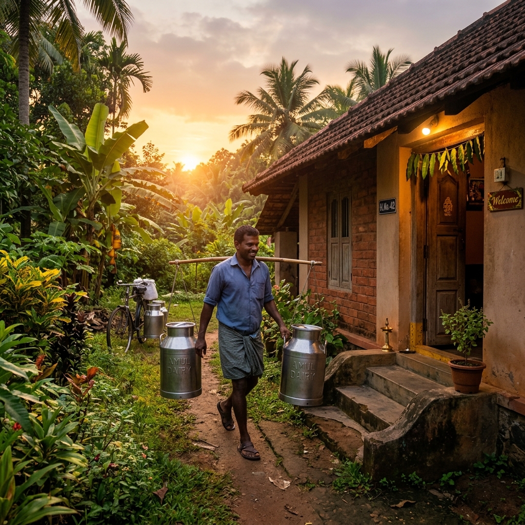Fresh morning milk delivery to doorstep